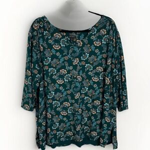 J. Jill Wearever Plus Size Tunic Women’s 2XL Floral Woodland Fairy Festival